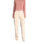 Mason's Cargo byxor Victoria i gabardin rak passform Beige, Dam