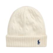 Ralph Lauren Kabelstickad Ull Kashmir Beanie Beige, Dam