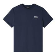 A.p.c. Blå Unisex T-shirt med rak passform Blue, Herr