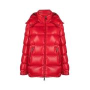 Moncler Quiltad Huva Jacka Röd Dun Red, Dam