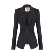 Aniye By Svart Blazer med Midje Rynkning Black, Dam