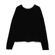 Semicouture Svart Stickad Crew Neck Tröja Black, Dam