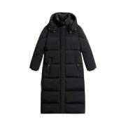 Woolrich Svart lång parka för kvinnor Blue, Dam