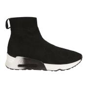 ASH Svarta Blommiga Stickade Sneakers Black, Dam