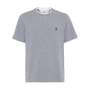 Brunello Cucinelli Grå Bomull T-shirt med Emblem Gray, Herr