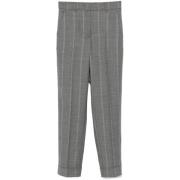 Peserico Slim Fit Randiga Byxor i Ullblandning Gray, Dam