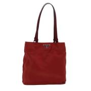 Prada Vintage Pre-owned Nylon handvskor Red, Dam