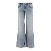 Stella McCartney Wide Leg Denim Jeans med Broderad Logotyp Blue, Dam