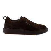 Santoni Brun Läder Slip-On Sneakers Brown, Herr