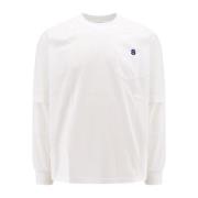 Sacai Broderad Monogram Bomull T-Shirt White, Herr