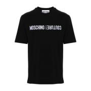 Moschino Svart Bomull Jersey T-shirt med Logo Black, Herr