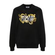 Versace Jeans Couture Logo Print Crew Neck Sweater Black, Herr