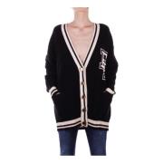 Elisabetta Franchi Front Logo Cardigan Sweaters Black, Dam