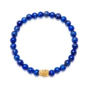 Nialaya Mens Wristband with Blue Lapis and Gold Skull Yellow, Herr