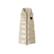 Pinko Beige Ärmelös Puffer Väst med huva Beige, Dam