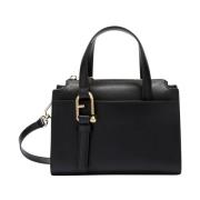 Furla Svart läder satchel handväska Black, Dam