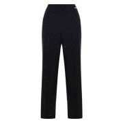 Kocca Rhinestone Straight Leg Trousers Black, Dam