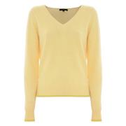 Kocca Angora Ull V-ringad Jumper Yellow, Dam