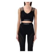 Misbhv Svart Mesh Crop Top Aw24 Black, Dam