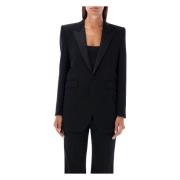 Saint Laurent Svart Smocking Blazer Ull Jacka Black, Dam