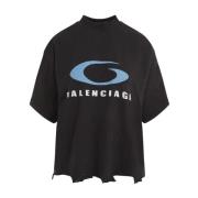 Balenciaga Svart Blå Cropped T-shirt Black, Dam