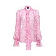 Pinko Leopardmönstrad Chiffongblus Pink, Dam