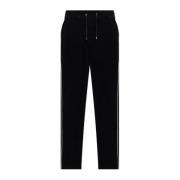 Balmain Byxor med monogram i sammet finish Black, Herr