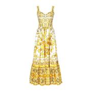 Dolce & Gabbana Elegant Svart Klänning med Unik Design Yellow, Dam