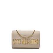 Love Moschino Liten Kornväska med Guldlogotyp Beige, Dam