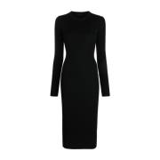 Wardrobe.nyc Svart Ull Midi Klänning Black, Dam