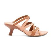 Vic Matié Läder Cross-Slip Sandaler i Beige/Rosa Multicolor, Dam