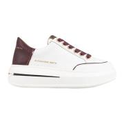 Alexander Smith Bordeaux Läder Sneakers med Plattformsula White, Dam