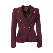 Elisabetta Franchi Bordeaux Dubbelknäppt Jacka med Pilar Red, Dam