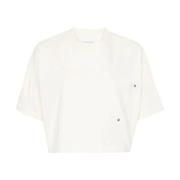 Bottega Veneta Japansk Bomull T-shirt med Dekorativ Sömn White, Dam