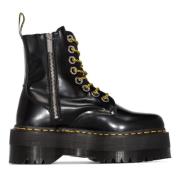 Dr. Martens Svarta Läderplattform Dragkedjestövlar Black, Dam