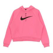 Nike Rosa Glow/Svart Swoosh Hoodie Kvinnor Pink, Dam