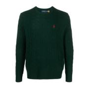 Polo Ralph Lauren Grön kabelstickad tröja med Polo Pony-motiv Green, H...