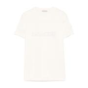 Moncler Kristall Logo Bomull T-shirt White, Dam