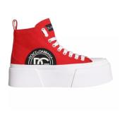 Dolce & Gabbana Röd Canvas Logo High Top Sneakers Stövlar Skor Red, Da...