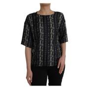 Dolce & Gabbana Svart silkeblus T-shirt med nyckelring Black, Dam