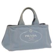 Prada Vintage Pre-owned Canvas handvskor Blue, Dam