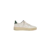 4B12 Vita lädersneakers grön häl White, Herr