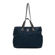 Chanel Vintage Pre-owned Tyg totevskor Blue, Dam