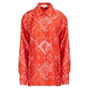 Jaaf Silkes Oversized Skjorta med Lovestruck Print Red, Dam