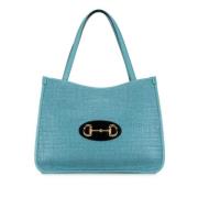 Gucci Vintage Pre-owned Raffia totevskor Blue, Dam