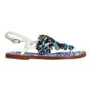 Dolce & Gabbana Multifärgad Kristall Platta Sandaler Skor Multicolor, ...