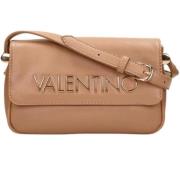 Valentino by Mario Valentino Beige Rektangulär Handväska med Guldinskr...