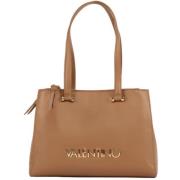 Valentino by Mario Valentino Beige Handväska med Guld Valentino Inskri...