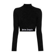 Palm Angels Svart Stickad Lurex Detalj Topp Black, Dam