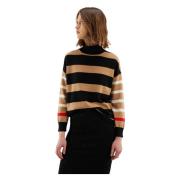 Kangra Randig Ull Cashmere Hög Hals Tröja Multicolor, Dam